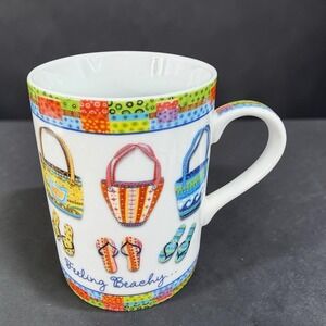 Cape Shore Feeling Beachy Coffee Mug Beach Bags Flip Flops Ceramic Tea Cup 4.5in